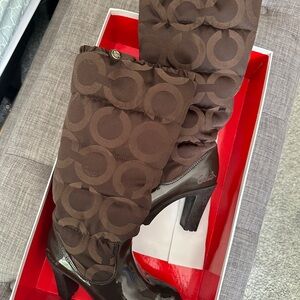 Coach “Loryn”Brown Chocolate “CC” Heeled Boots
